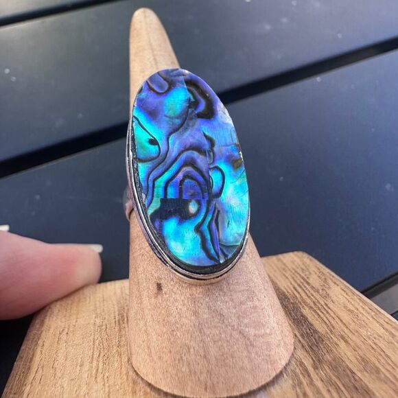 925 Sterling Plated Abalone Ring - Picture 6 of 10